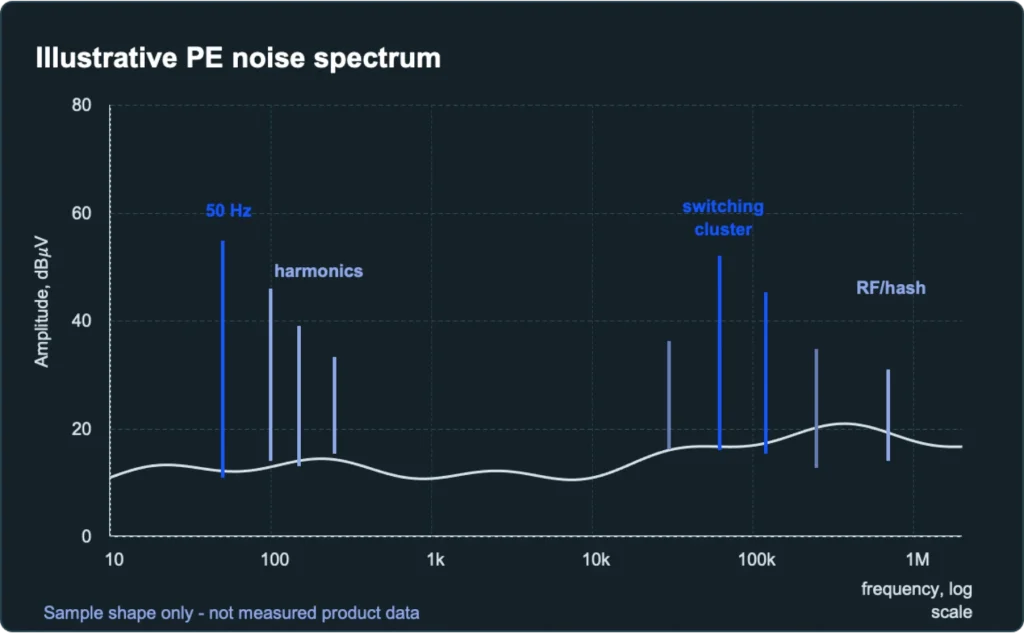 Illustrative spectrum analysis Illustrative spectrum analysis of the Protective Earth