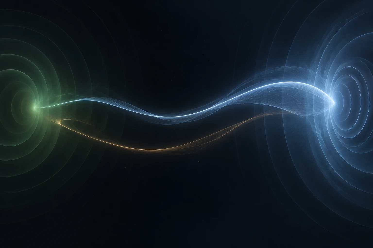 power-amplifier-loudspeaker-hero Abstract illustration of a forward energy trace and a quieter returning trace between two fields.