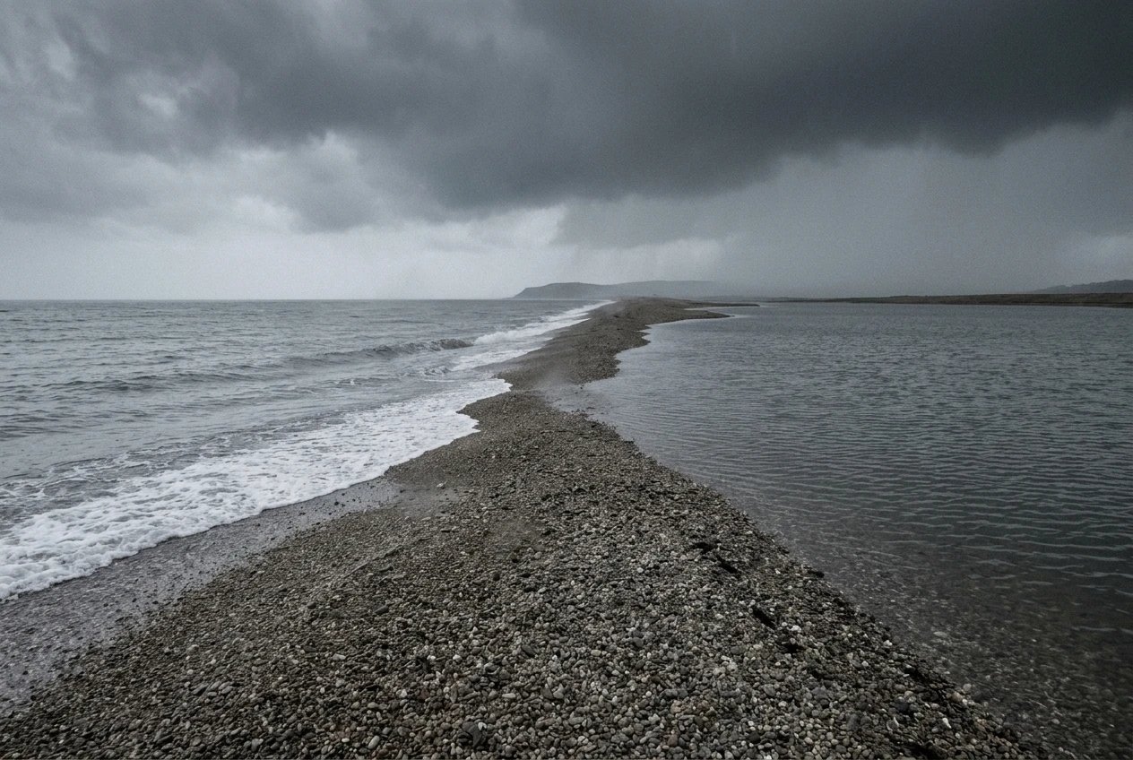 Shallow beach with a lagoon Waves rolling onto a shallow beach with a calmer lagoon behind as an analogy to insertion loss in audio systems