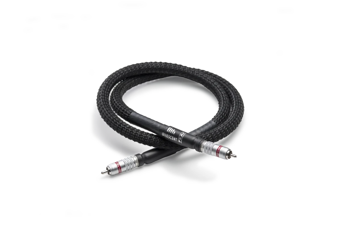 Quiescent Peak analogue RCA interconnect cable with red-marked connectors.